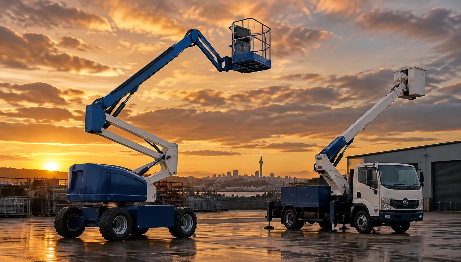 Boom lift and cherry picker in the Gloys Group yard
